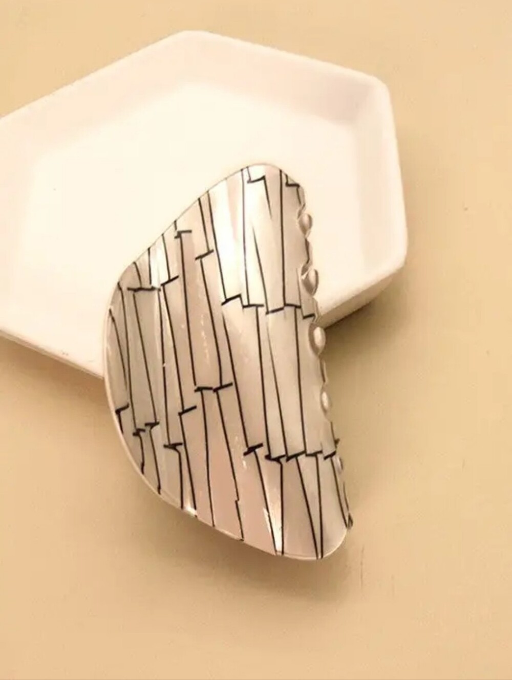 Silver Patterned Hair Clip - Women Accessories